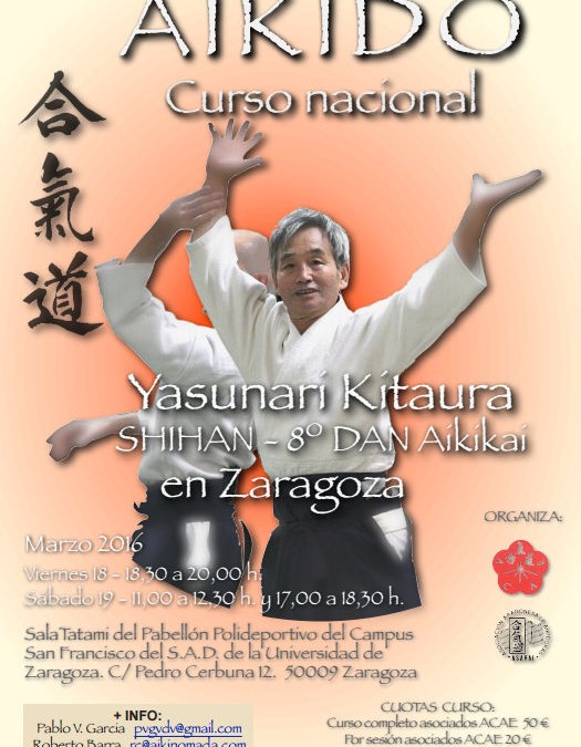 Curso de Aikido Zaragoza 2016, 18 y 19 de Marzo
